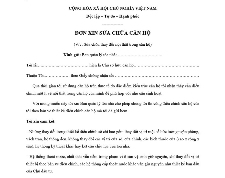 quy định về sửa chữa nhà chung cư