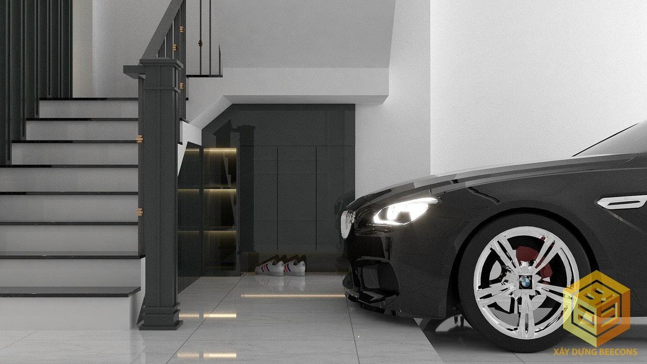 Tận dụng hầm cầu thang làm tủ giày dép 